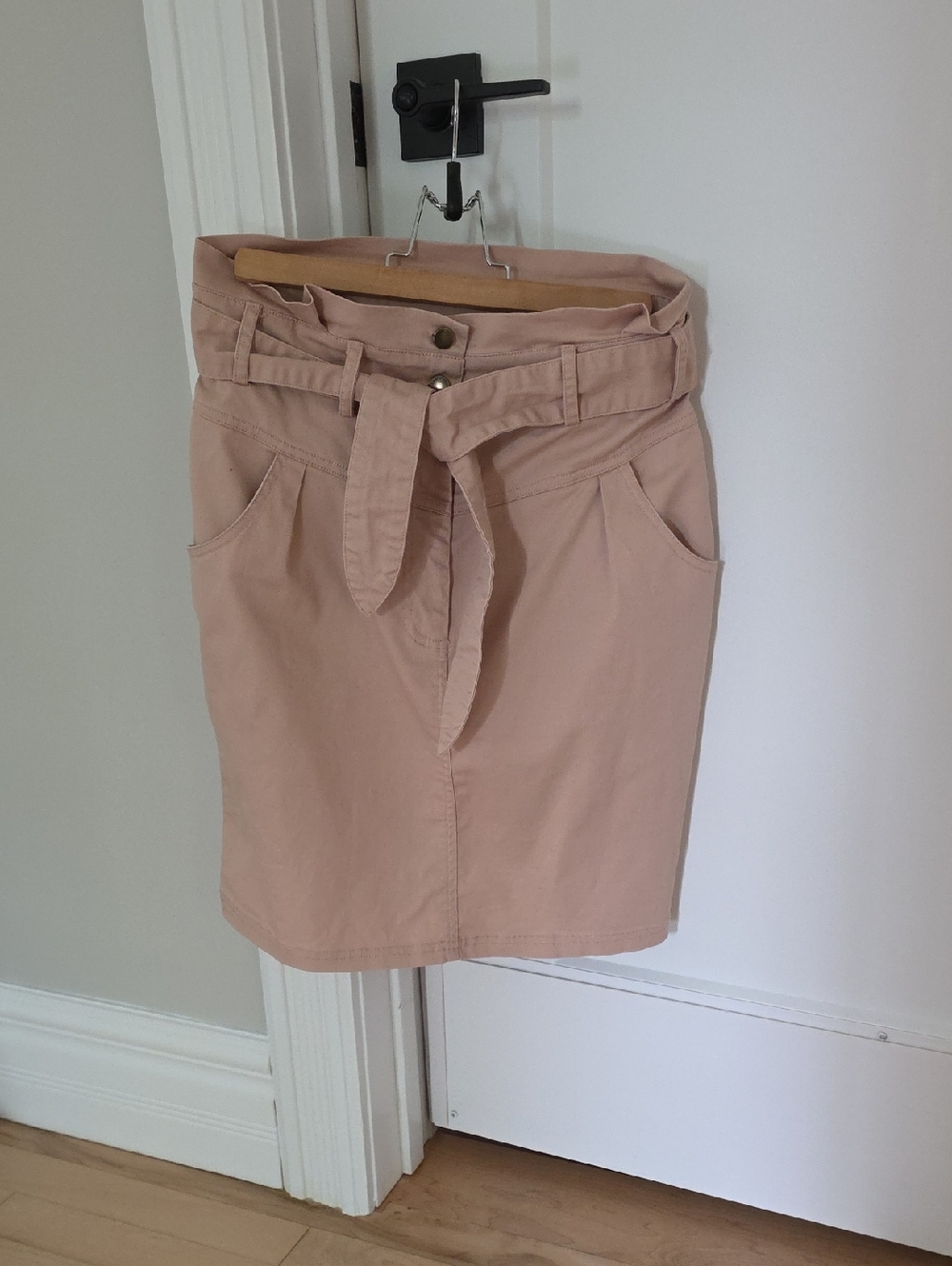 ESQUALO Beige Paperbag Waist Belted Pencil Skirt